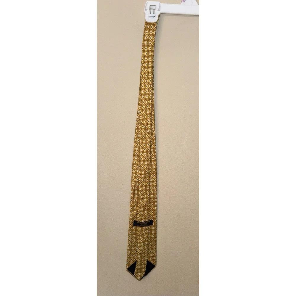 Brooks Brothers Makers Gold Silk Geometric Medallion Necktie Made in USA Italy